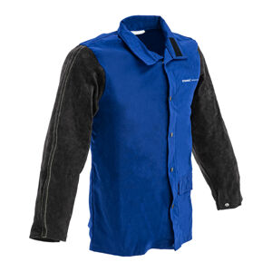 Svářečská bunda z bavlněného saténu / hovězí štípenky velikost XL černá / modrá - Svářečské bundy Stamos Welding Group