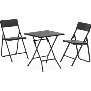 Zahradní sedací souprava stůl se 2 židlemi ocel / HDPE skládací - Zahradní nábytek Uniprodo