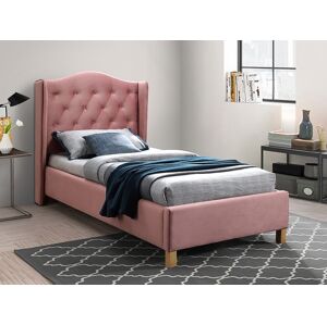 Signal Čalouněná postel ASPEN VELVET 90 x 200 cm barva růžová/dub